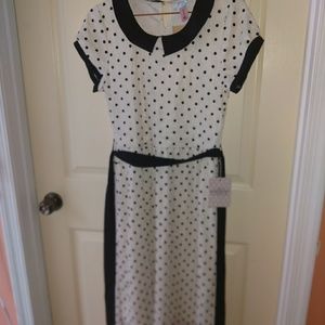 Cream with black polkadots dress by Downeast sz S